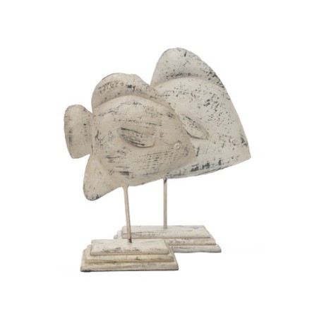 Set 2 peces madera blanca y metal con pedestal