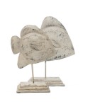 Set 2 peces madera blanca y metal con pedestal Set 2 peces madera blanca y metal con pedestal